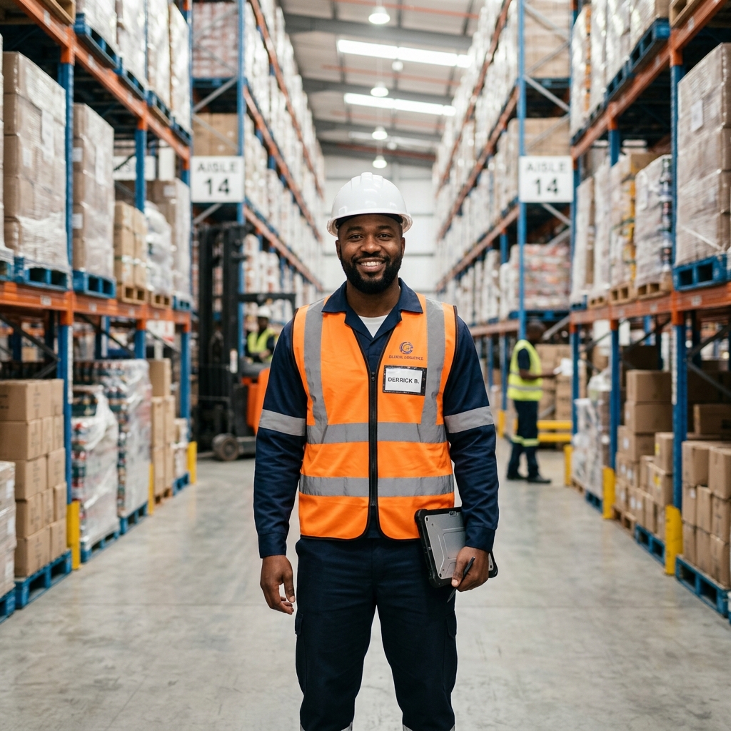 Warehouse Professional Inspecting Inventory
